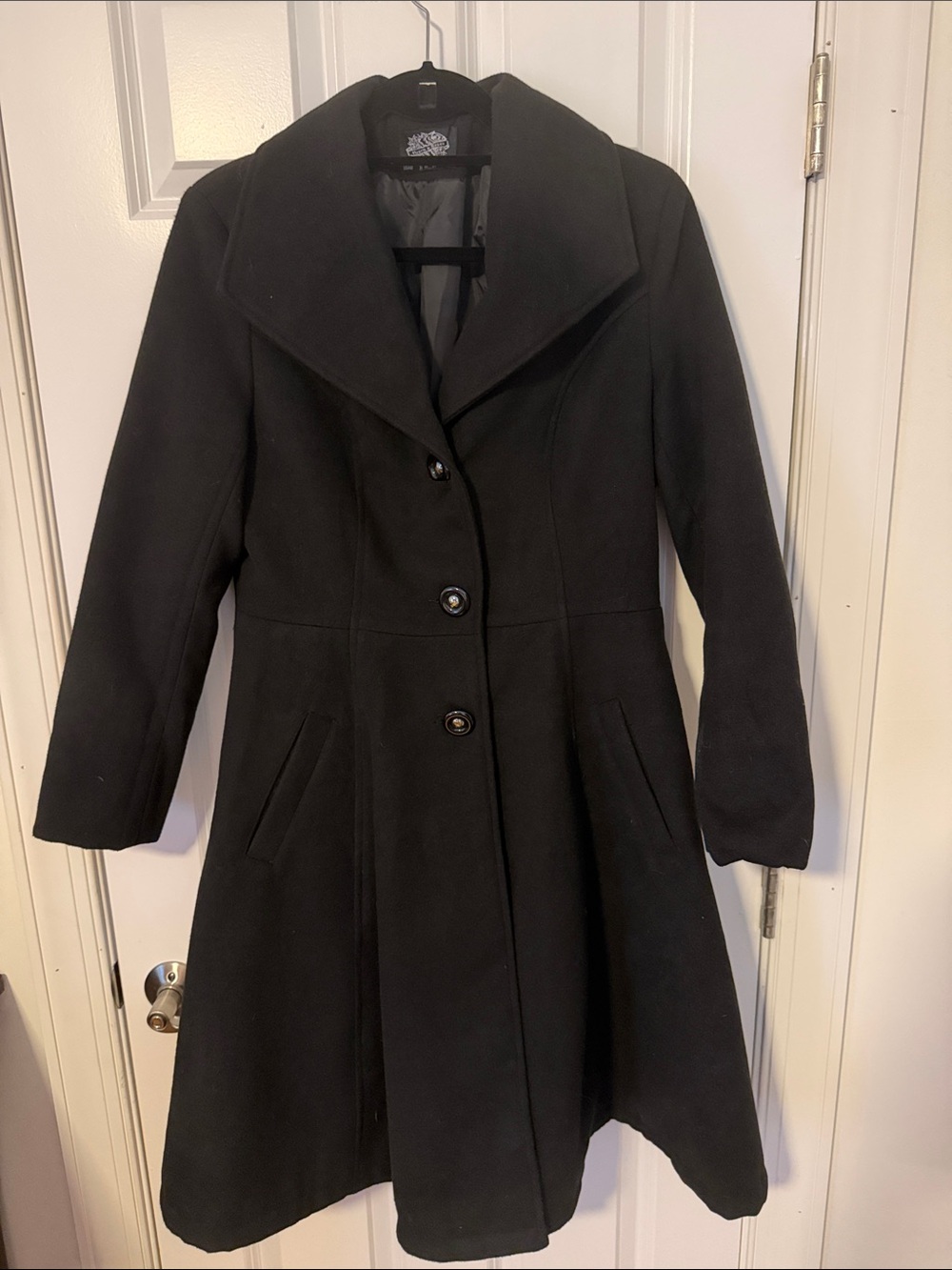 Black Tailored Wool-Blend Trench Coat